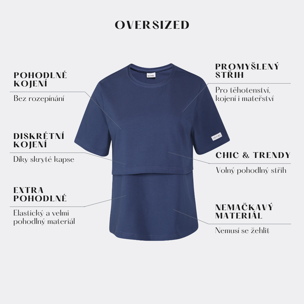 Moniel těhotenské a kojicí tričko s rukávy Oversized